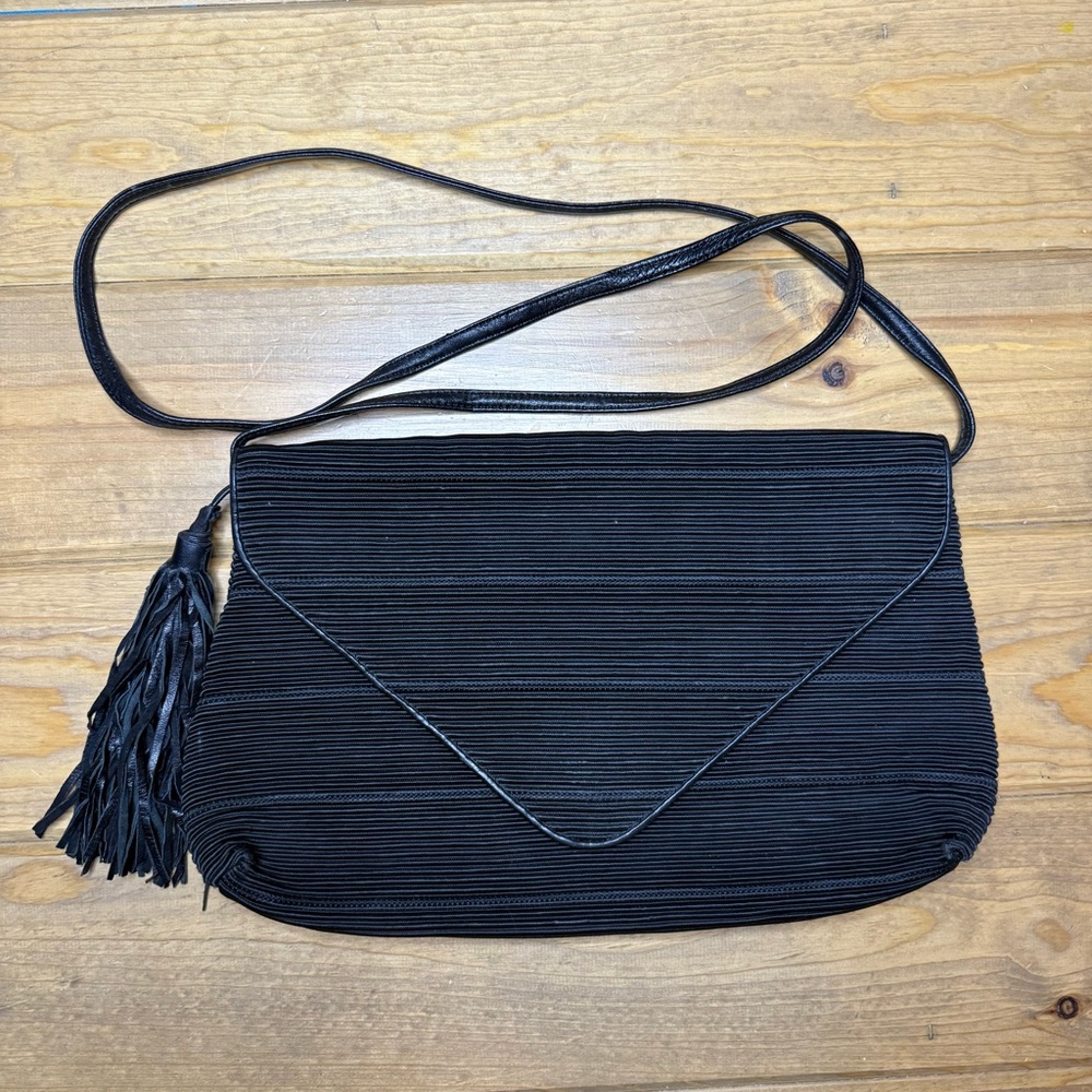 Vintage Americana by Sharif Black Crossbody Bag with Tassel